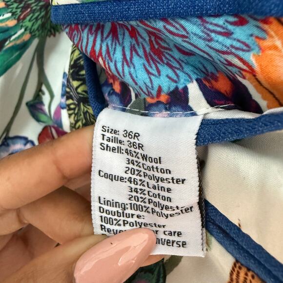 Paisley & Gray sz 36R Taupe wool Plaid Blazer Floral Lining‎ Modern Fit - Picture 7 of 10